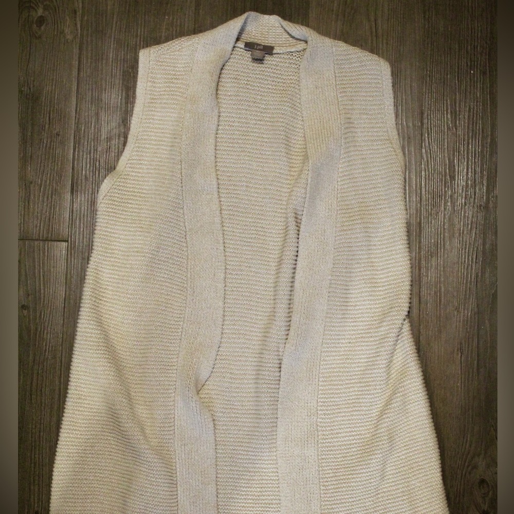 J. Jill Cream Open-Front Knit Vest